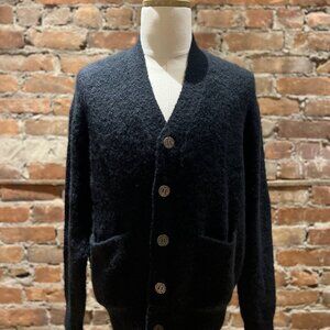 Denham “Scissor” Bouclé Knit Cashmere Cardigan – Black – Size M